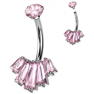 Piercing nombril � �ventail de zirconiums roses