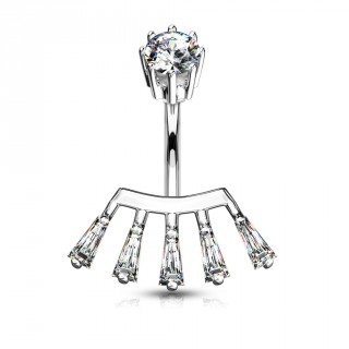 Piercing nombril �ventail � pierres taill�es fa�on princesse