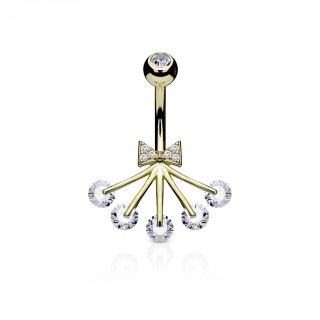 Piercing nombril �ventail � ruban - Plaqu� or