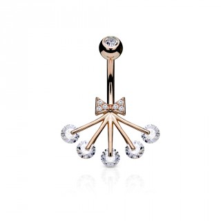 Piercing nombril �ventail � ruban - Plaqu� or rose