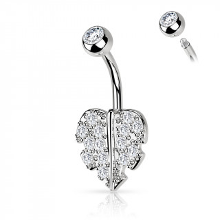 Piercing nombril � feuille �tincelante strass