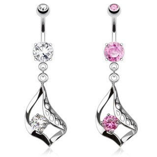 Piercing nombril feuille ondul�e et ajour�e