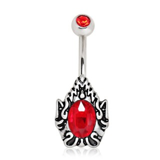 Piercing nombril flammes du d�mon � pierres rouges