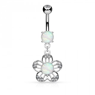 Piercing nombril fleur ajour�e � Opales