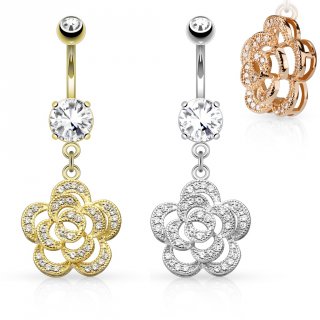 Piercing nombril fleur cam�lia