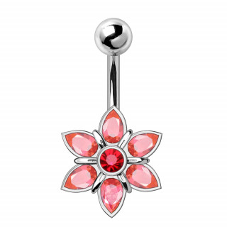 Piercing nombril fleur �toil�e � p�tales roses