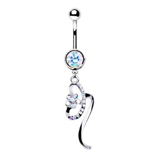 Piercing nombril fleur myst�rieuse � strass aurore bor�ale