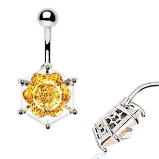 Piercing nombril � fleur pi�g�e