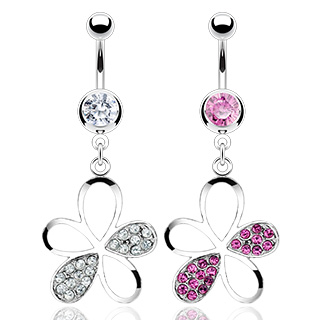 Piercing nombril fleur sertie � cinq p�tales