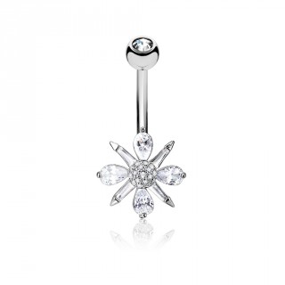 Piercing nombril � fleur stellaire sertie