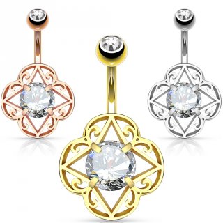 Piercing nombril fleur tribale