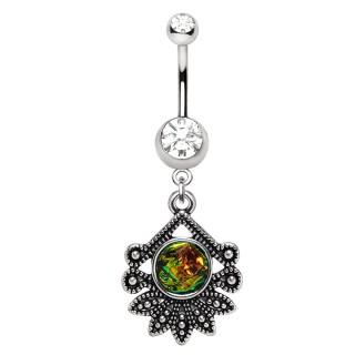 Piercing nombril fleur tropicale � pierre Vitrail Medium