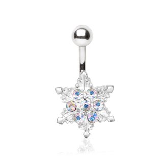 Piercing nombril flocon de neige � strass aurore bor�ale