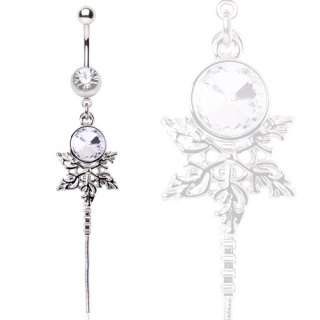 Piercing nombril flocon de neige orn� d'un strass