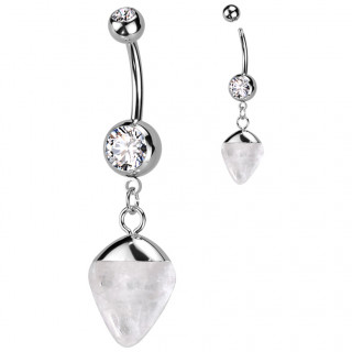 Piercing nombril � fragment d'opalite en pendentif