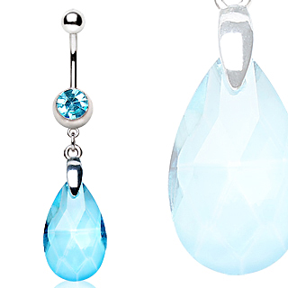 Piercing nombril � gemme bleue extra-large