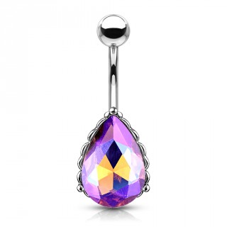 Piercing nombril � goutte de cristal facett�e - Pourpre