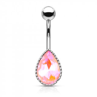Piercing nombril � goutte de cristal nuanc� - Rose