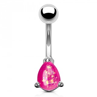 Piercing nombril � goutte d'opale rose