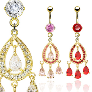 Piercing nombril goutte pav�e de pierres