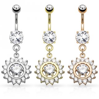 Piercing nombril gouvernail de navire bord� de strass