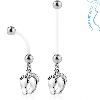 Piercing nombril grossesse � pieds de b�b� argent�s