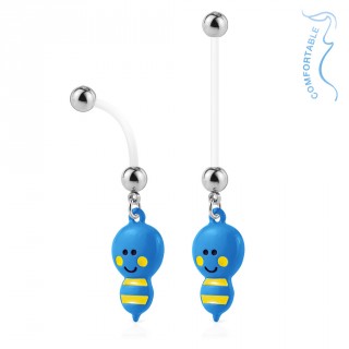 Piercing nombril grossesse abeille bleue et jaune
