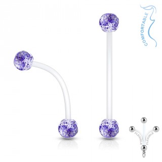 Piercing nombril grossesse � boules paillett�es - Bleu