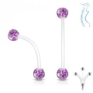 Piercing nombril grossesse � boules paillett�es - Pourpre