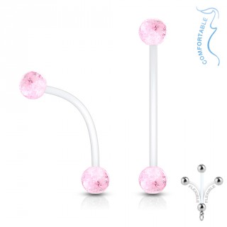 Piercing nombril grossesse � boules paillett�es - Rose