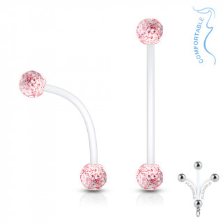 Piercing nombril grossesse � boules paillett�es - Rouge