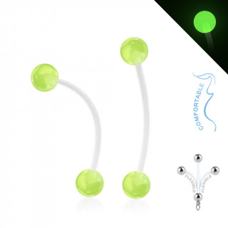 Piercing nombril grossesse � boules phosphorescentes - Vert