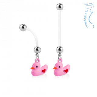 Piercing nombril grossesse canard rose et rouge
