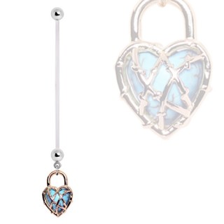 Piercing nombril grossesse coeur cadenas � turquoise