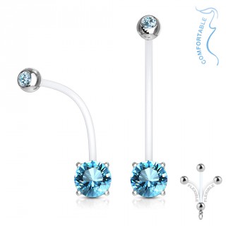 Piercing nombril grossesse � embouts strass - Bleu aqua