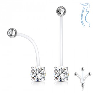 Piercing nombril grossesse � embouts strass - Clair