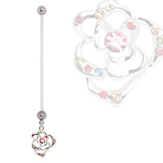 Piercing nombril grossesse fleur � strass multicolores