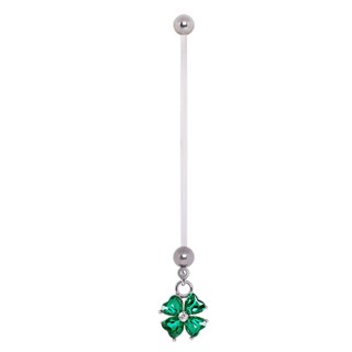 Piercing nombril grossesse tr�fle � 4 feuilles vert