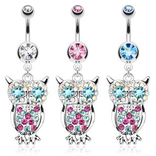 Piercing nombril hibou pav� de pierres