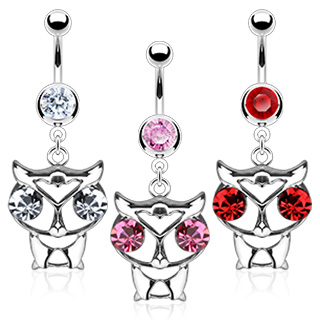 Piercing nombril hiboux � yeux sertis