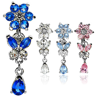Piercing nombril invers� � fleur et papillon
