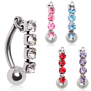 Piercing nombril invers� � strass ronds suspendus