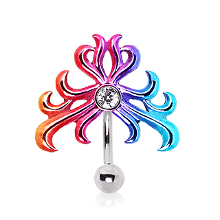 Piercing nombril invers� � symbole tribal multicolore