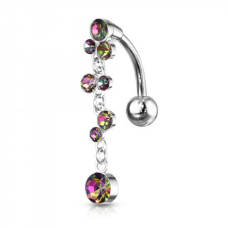Piercing nombril invers� cascade de cristaux ronds - Vitrail Medium