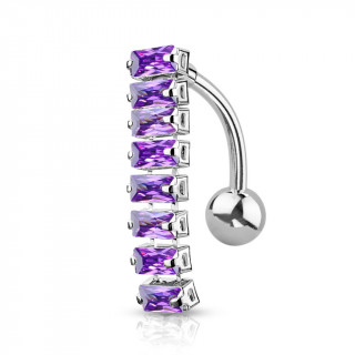 Piercing nombril invers� � chenille de strass - Violet Tanzanite