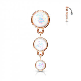 Piercing nombril invers� cuivr� � trio de bulles d'opale