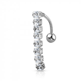 Piercing nombril invers� � fine chenille de zirconiums - Clair