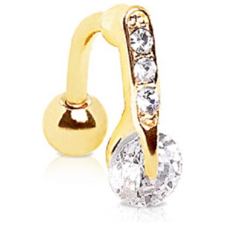 Piercing nombril invers� plaqu� or � strass asym�triques