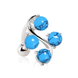 Piercing nombril invers� style vigne � perles de turquoise