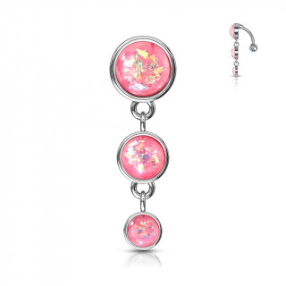 Piercing nombril invers� � trio de bulles d'opale - Rose
